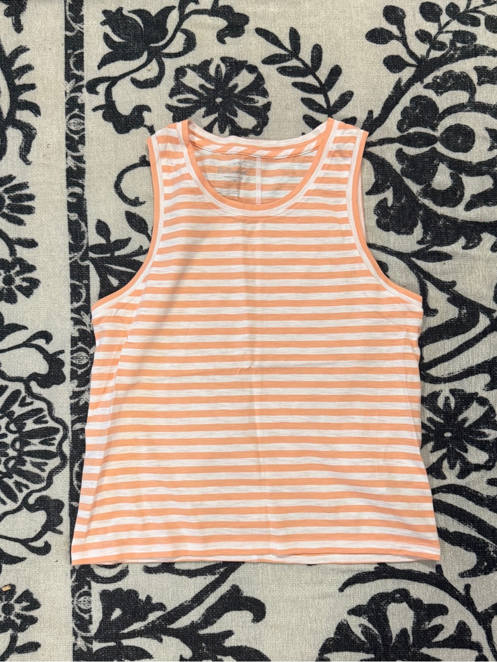Striped Sleeveless Tank Top - Peach & White